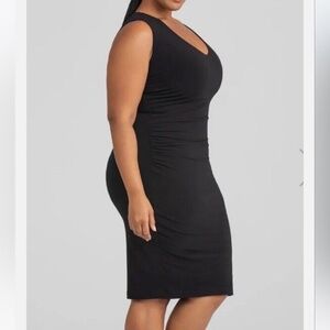 Honeylove InnerPower Sleeveless Crepe Knit Midi Dress Black 2X Shaping LBD NWT